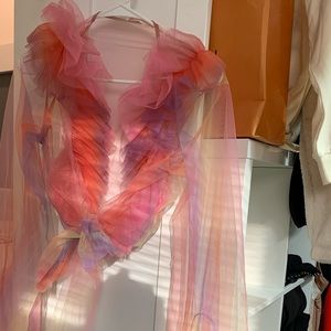 Well crafted Sheer multi color tie shirt